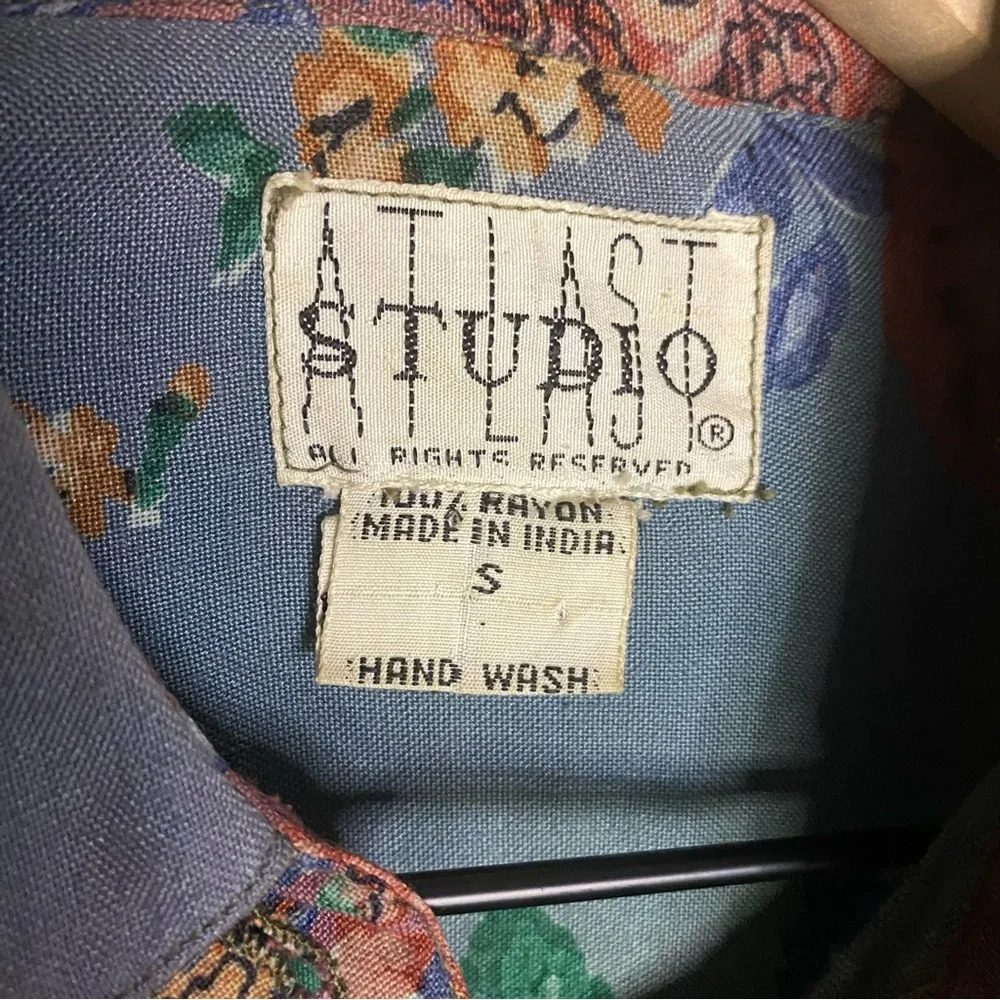 Vintage Floral Blouse size small At Last Studio boho 90s y2k feminine warm tones - Picture 2 of 8